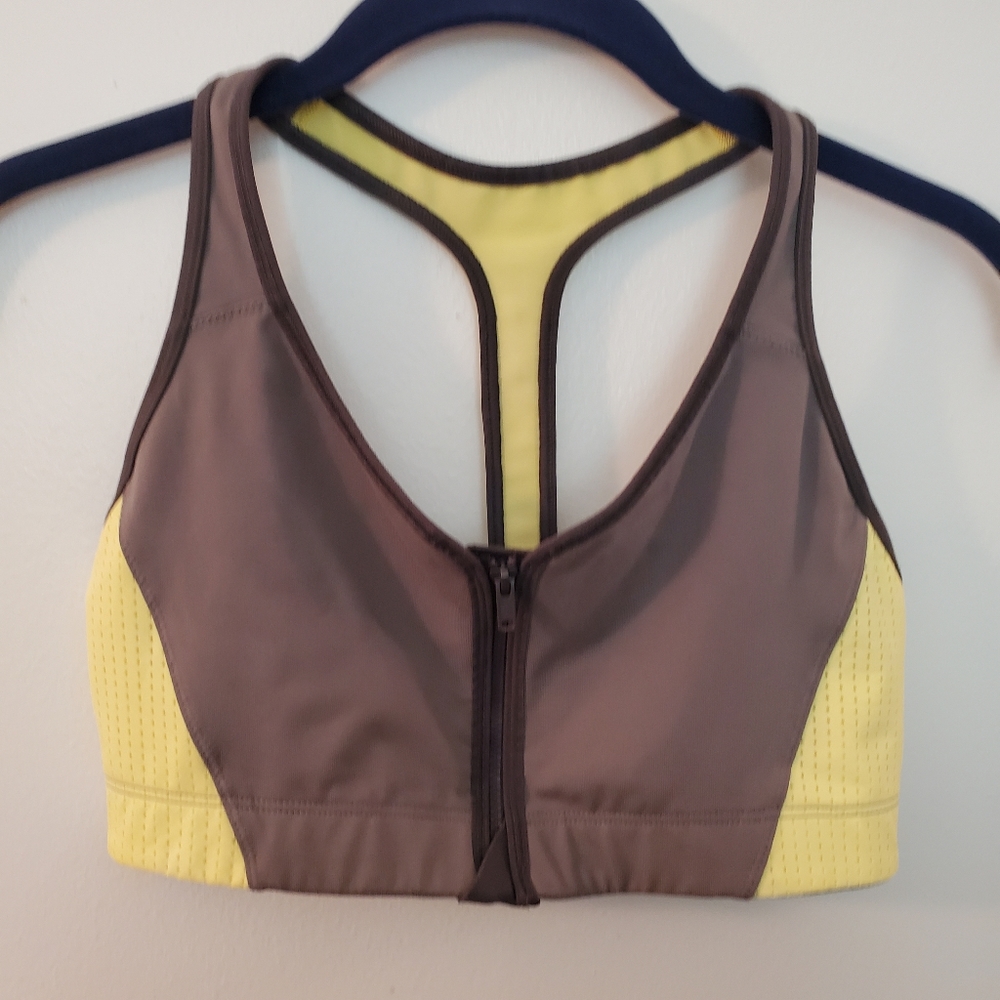 Victoria's Secret Grey/Yellow Zip-front Sport Bra